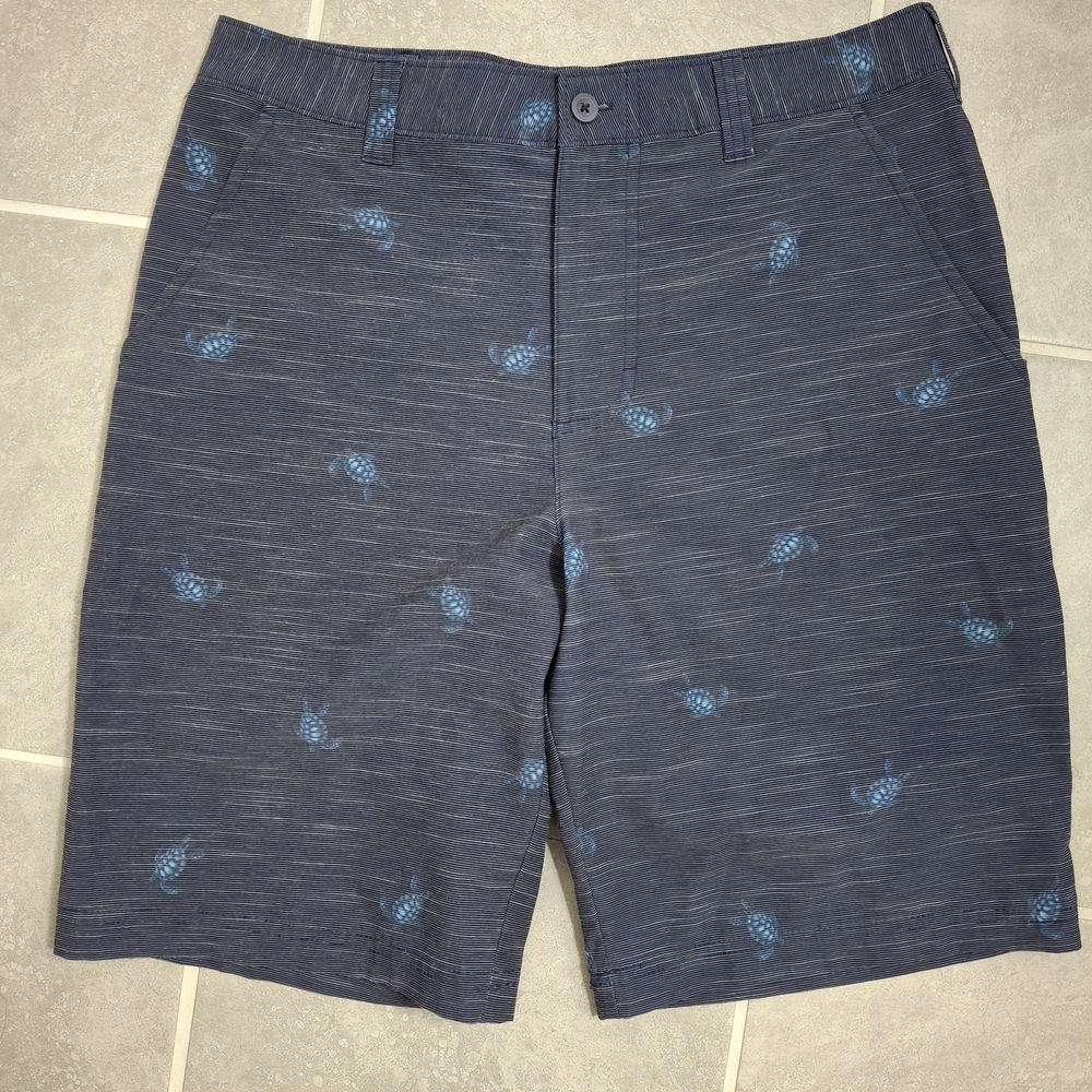 Mens Champion Navy Shorts with Light Blue Sea Turtle Print Size 30W